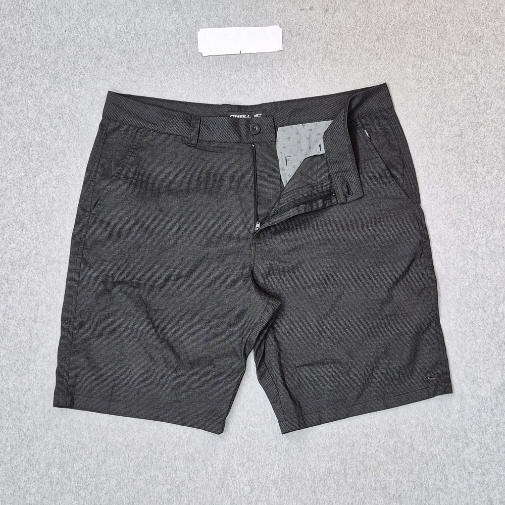 O'Neill Men Shorts 38 Gray Chino Button Zipper 10" Inseam Logo
